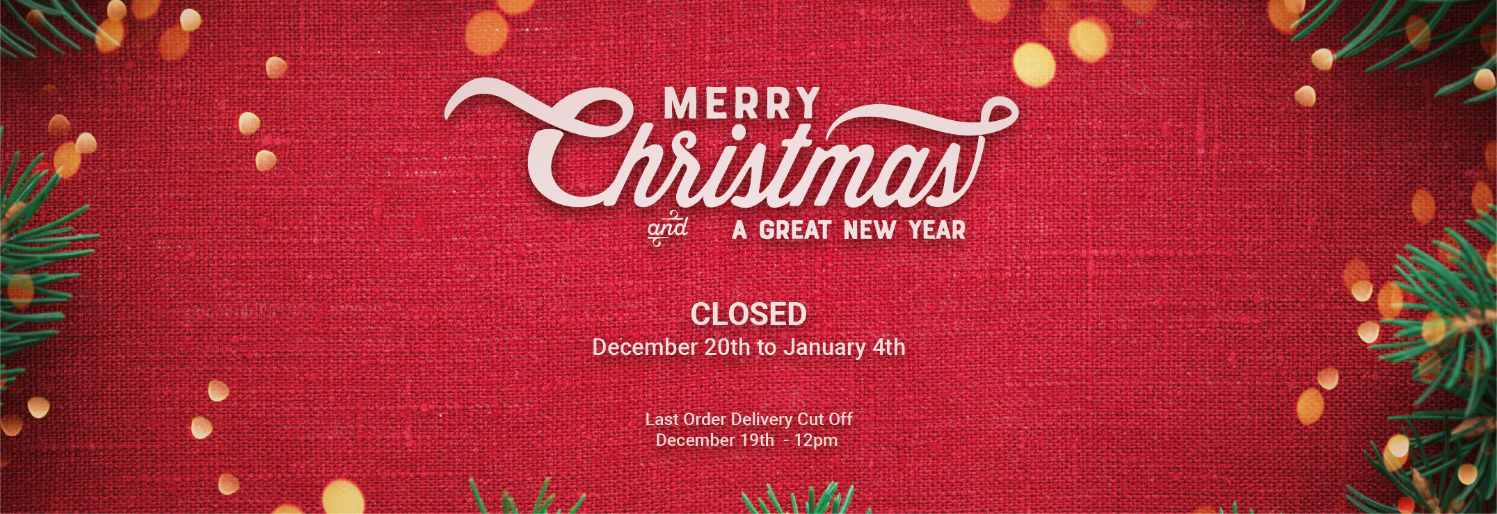 Merry Christmas. Closed 20th December to January 4th. Last orders December 19th, 12pm.